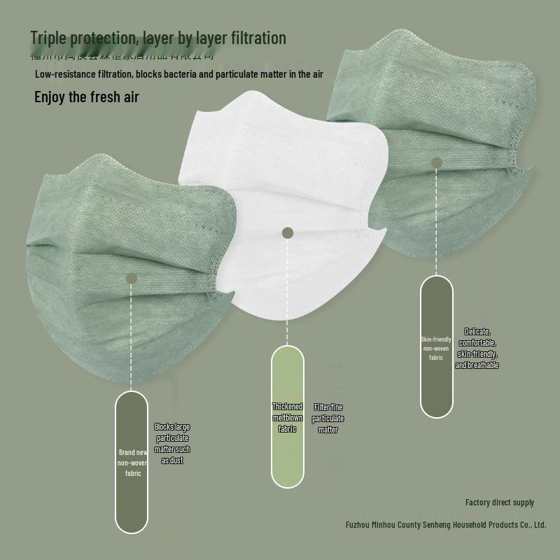 3D женская маска «Бабочка и волна»: Индивидуальная упаковка, Трехслойная защита от солнца с мельтблауном