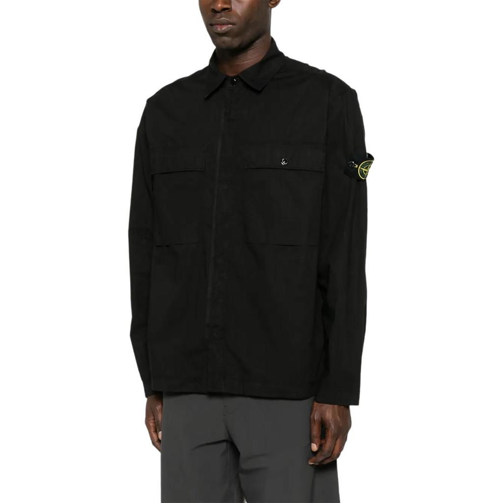 STONE ISLAND Значок Поло Рубашка с длинным рукавом Мужские рубашки Черный K1S1512000-15S0003-V0029