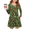 Christmas Day Girls' Long Sleeve Dress - Color Pocket Dress