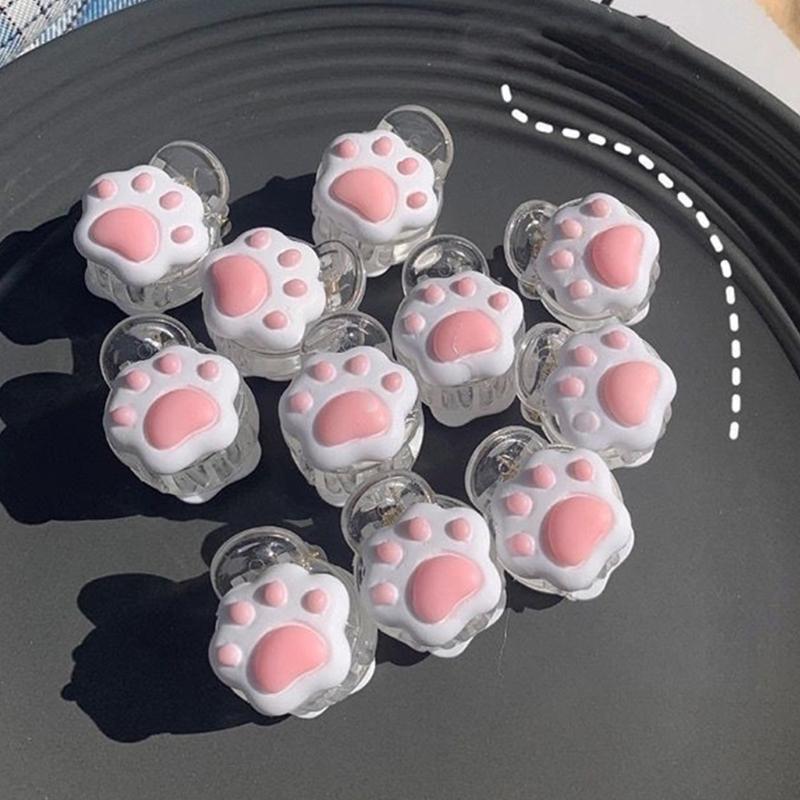 Mini Hair Clips Non-Slip Resin Cute Cats Paw Hair Claws Lovely Small Hair Clamps Ponytail Decoration Trendy Hair Prop