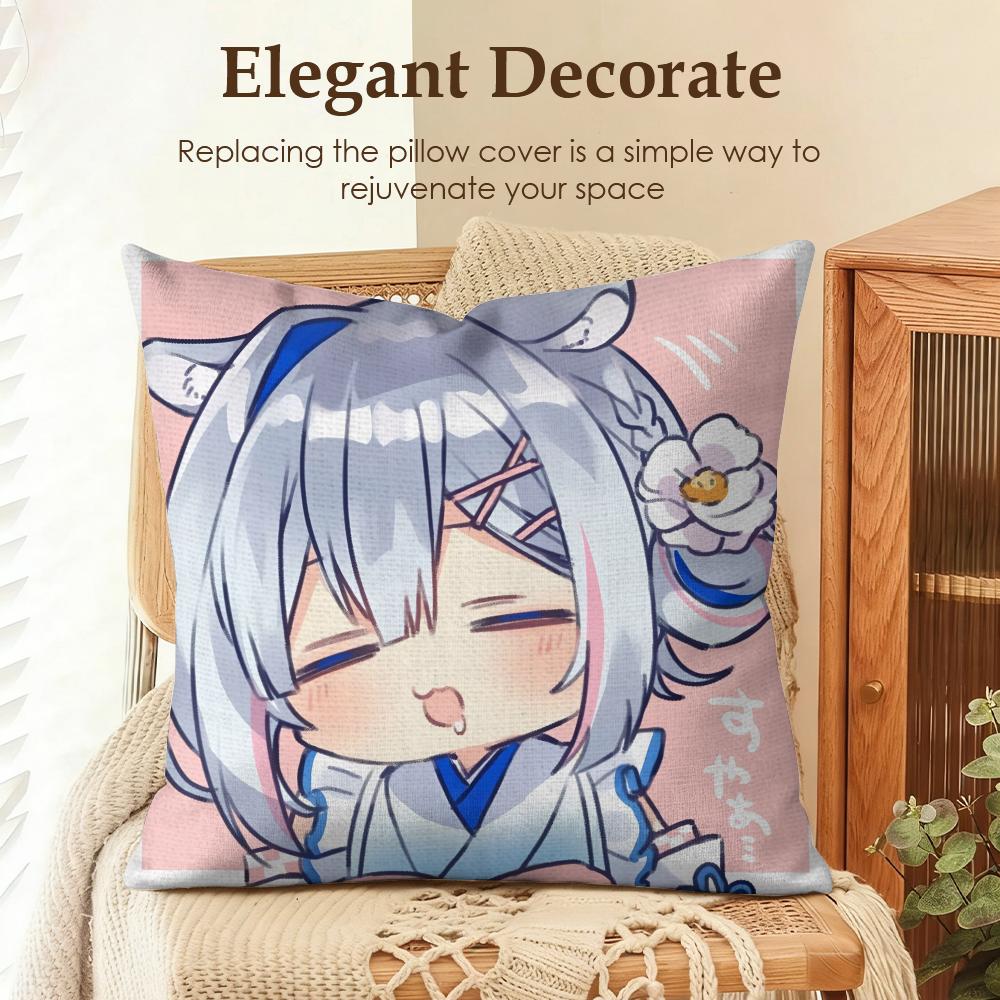 Amane KanataS Cute Cushion Cover Natural Linen Organic Fabric DoubleSided Printing Sofa Home Decor Gift Pillow Case