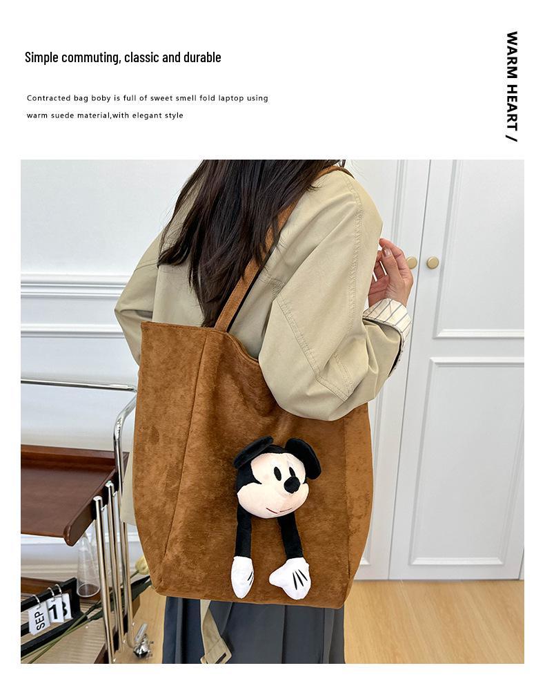 Korean Cute Mickey Head Large Capacity Retro Tote Shoulder Bag