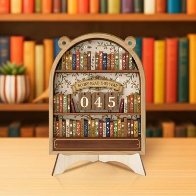 Yousheng Книга Прочитано в этом году Счетчик Деревянный Трекер Достижения Цели Чтения с Цифрами Украшение Книжной Полки Подарок для Любителей Книг Книжного Червя