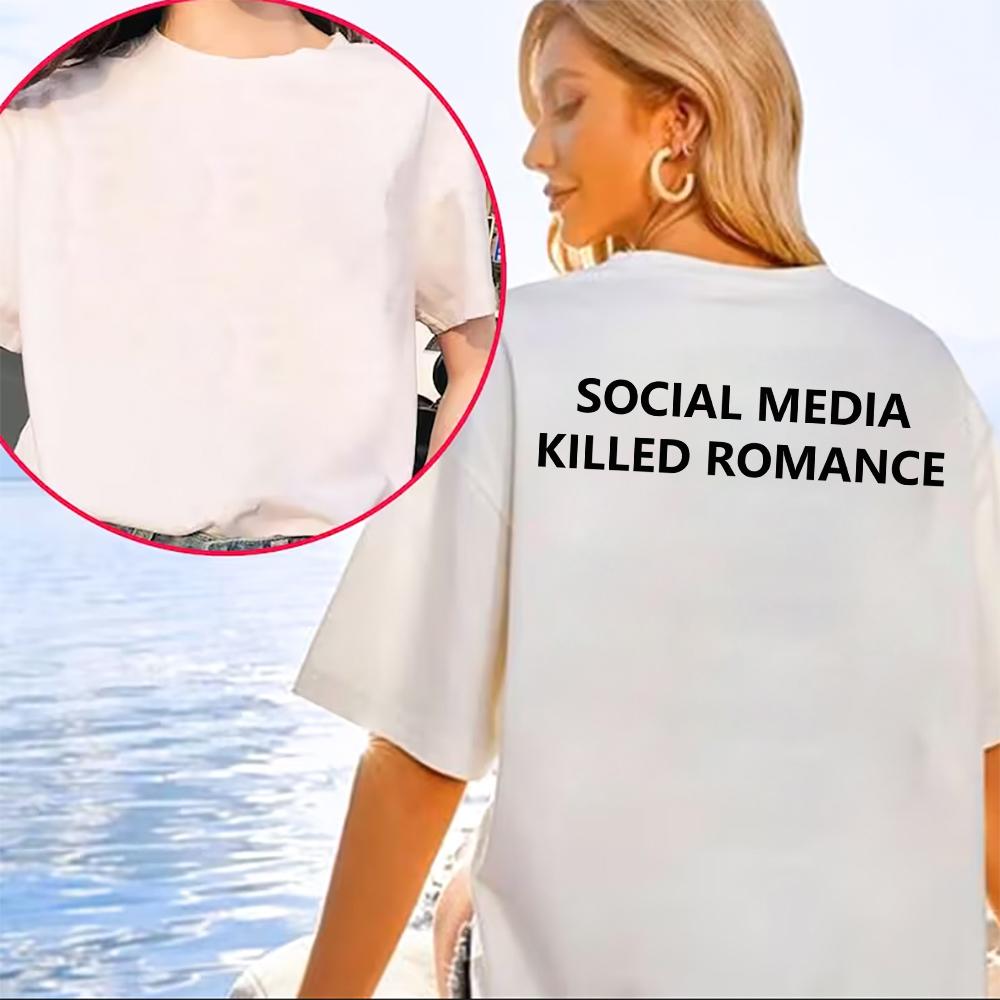 Футболка Social Media Killed Romance для мужчин, эстетическая футболка с принтом в виде букв Святого Валентина, унисекс, высококачественные футболки для пар из хлопка