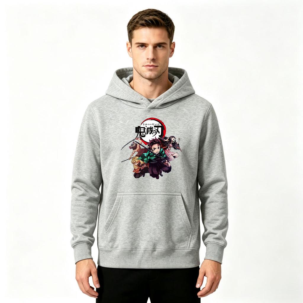 Men Anime Print Pullover Hoodie Casual Long Sleeve Sweatshirt for Adults
