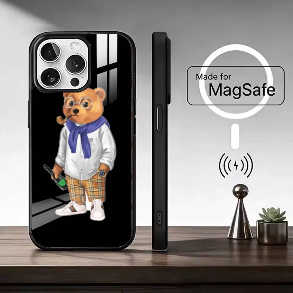Fashion B-Baron Filou B-Bear Phone Case For iPhone17,16,15,14,13,12,11 Plus,Pro Max, New Magnetic Wireless Charging