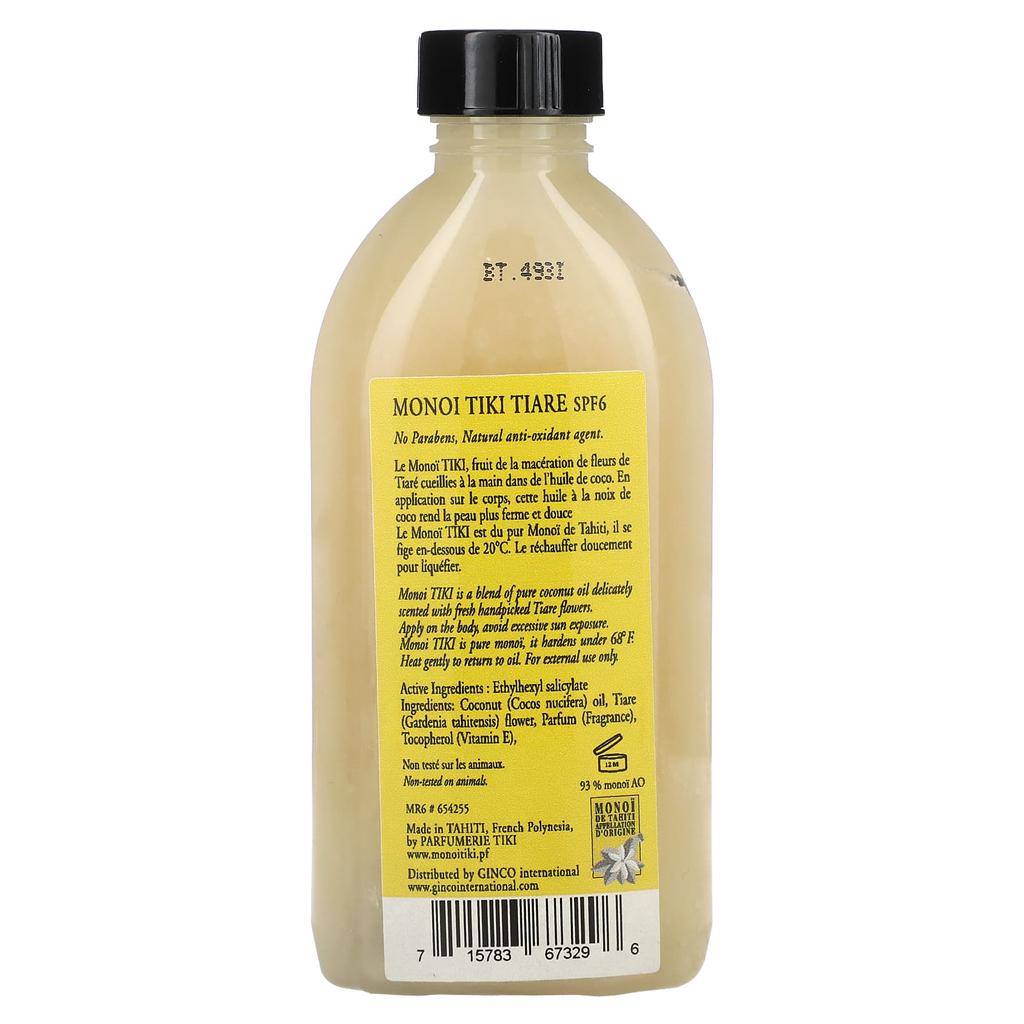 Monoi Tiare Tahiti Suntan Oil SPF 6 Protection Soler, 4 Fl Oz (120 Ml)
