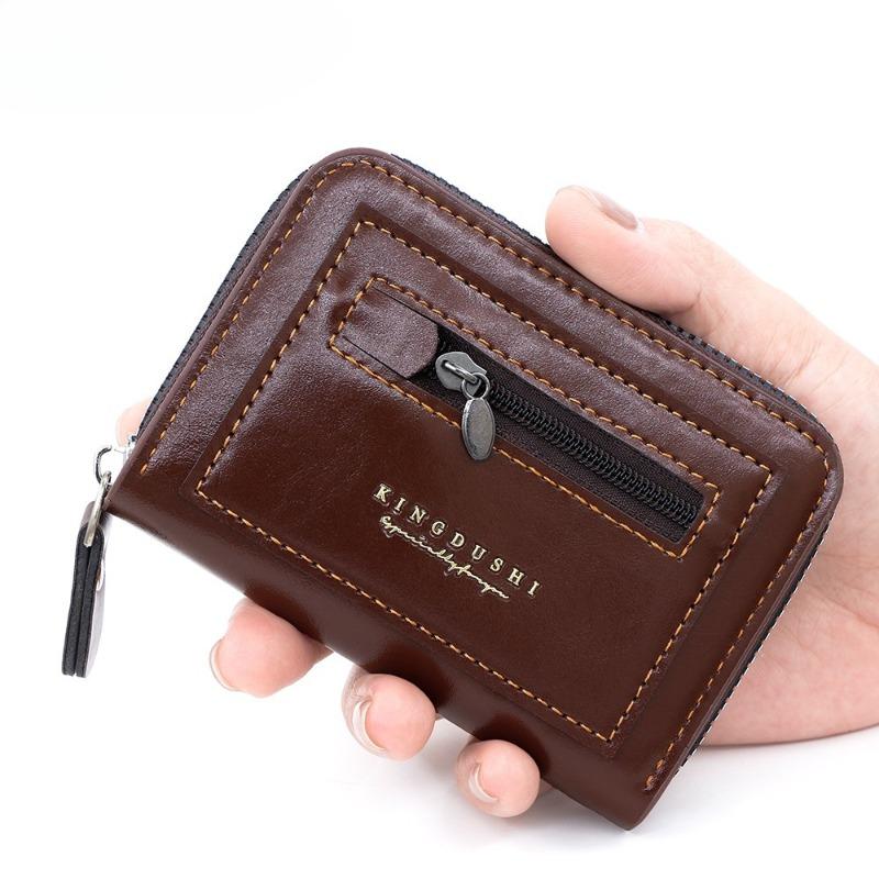Мужской кошелек-держатель для кредитных карт с RFID-блокировкой, Застежка-молния, Чехол для карт из натуральной кожи, Органайзер для карт-гармошка, Кошелек для монет