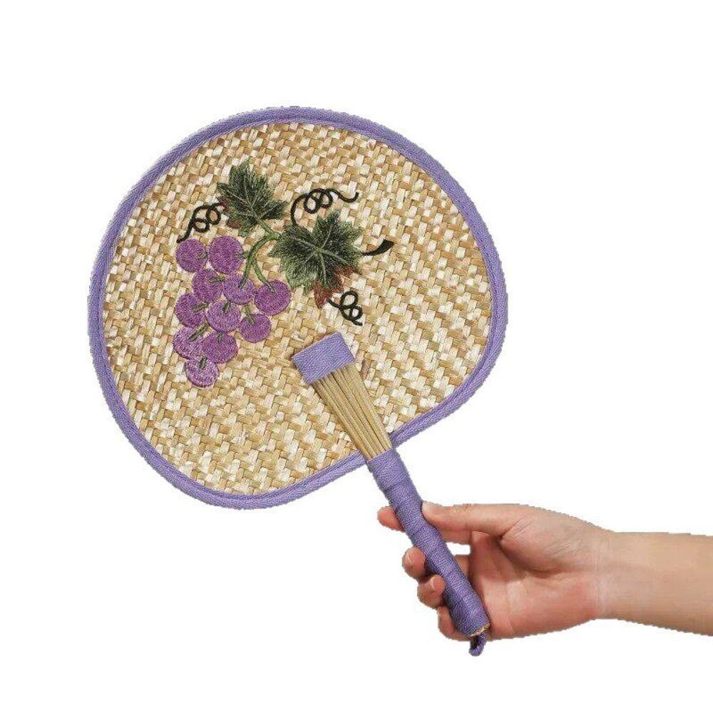 Retro Hand-Woven Fan Chinese Style Hand Cranked Fan Compact Hand Braided Fan  Photo Prop