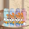 1PC Cartoon Bunny Farmer Print 750ml Color Plastic Sports Water Bottle Leakproof Flip Straw Lid Suitable for Sports Office Home Use