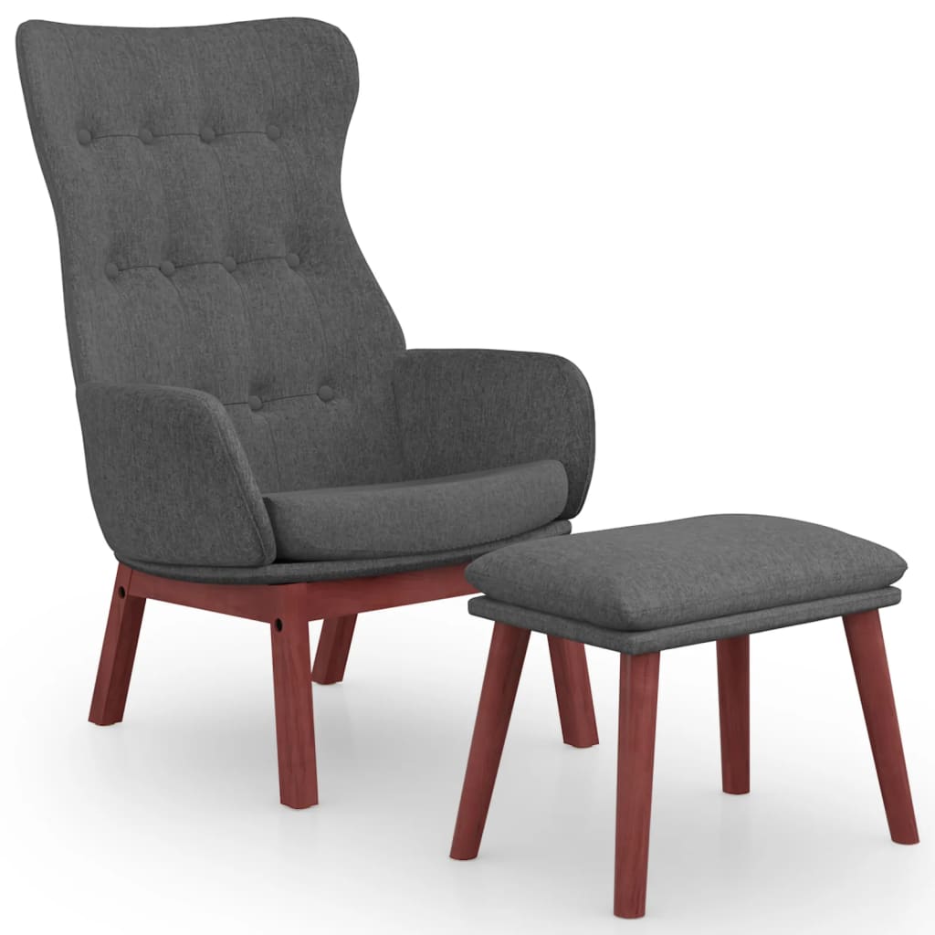 Relax Armchair with Footstool Dark Grey Fabric