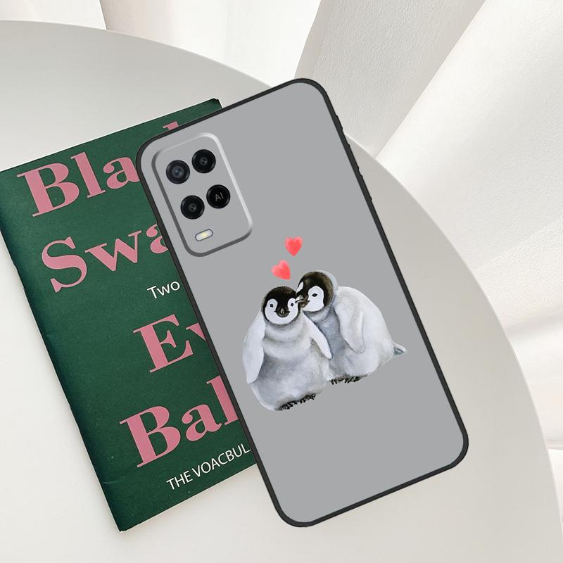 Мультяшный чехол-пингвин для Oppo A15 A16 A17 A52 A72 A76 A96 A54 A74 A94 A54S A57S A58 A78 A98 A57 A77