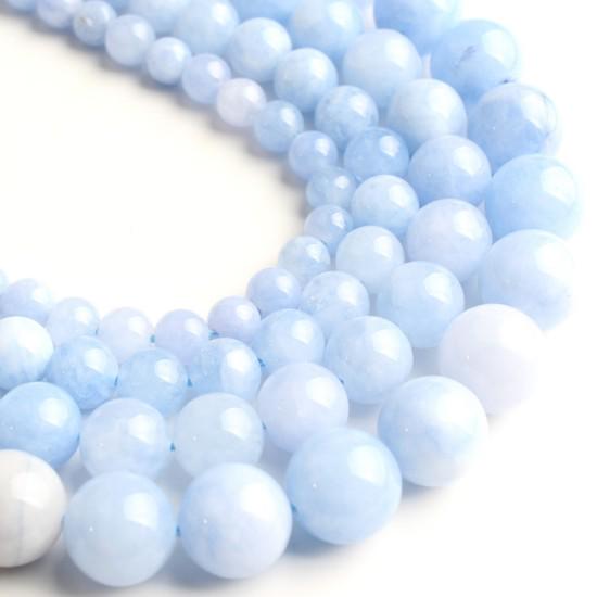A+ Natural Angelite Stone Beads Round Blue Loose Spacer Beads For Jewelry Making DIY 15" 4/6/8/10mm