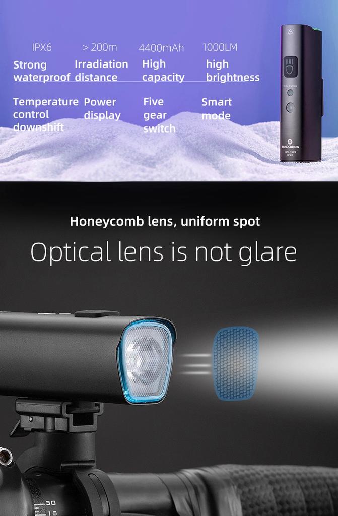 Rockbros V9M-1000 Front Bicycle Light 1000Lm - Black