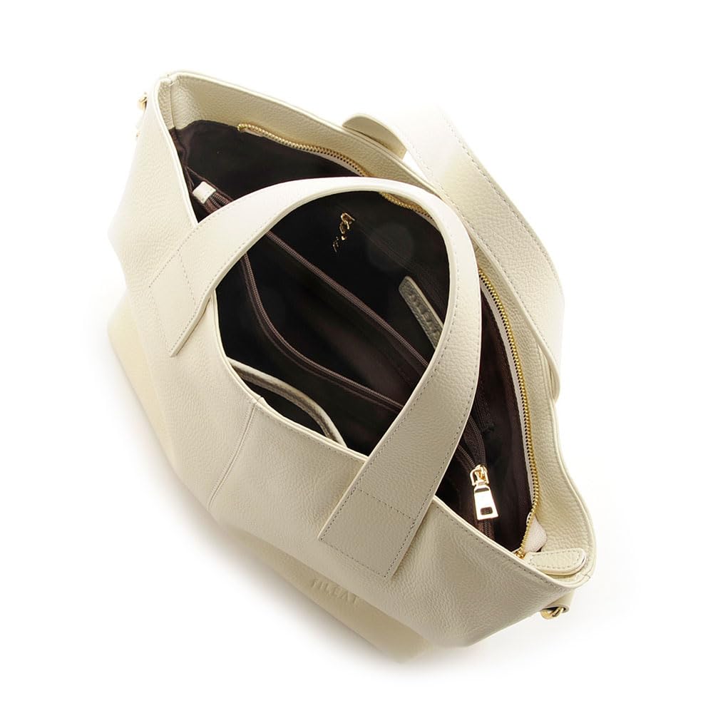 Сумка с плоской ручкой из натуральной кожи для женщин цвета слоновой кости [FIRANO], fiLEAT, FL102968,