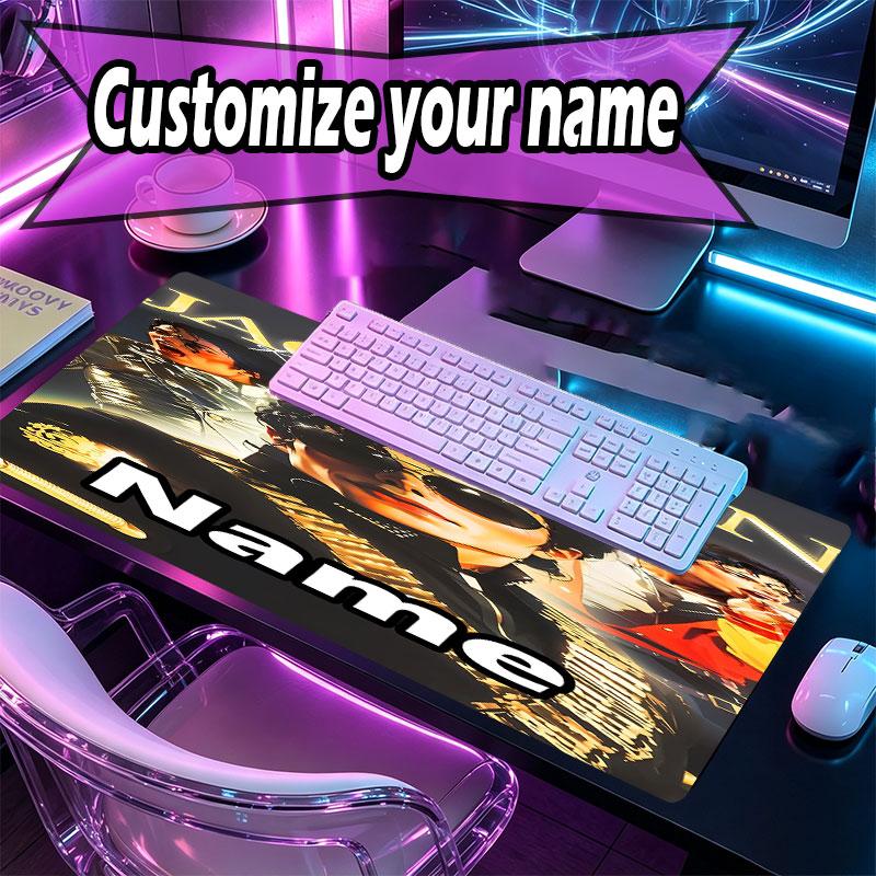 Custom Name Personalized Michael Jackson Pattern Mousepad, Laptop PC Desk Mat, Decorative Desk Mat for Home Keyboard Pad Gift