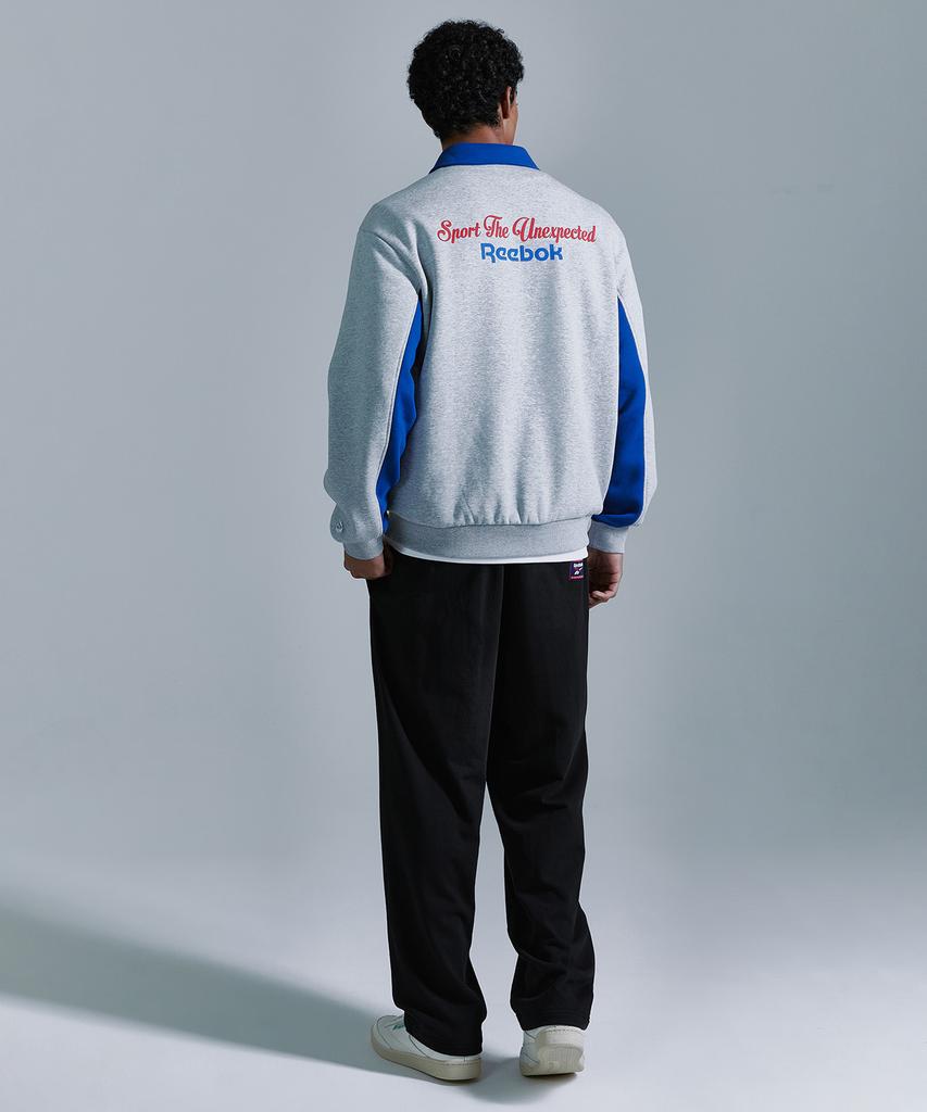 Reebok Флисовая полумолния с надписью - Серая