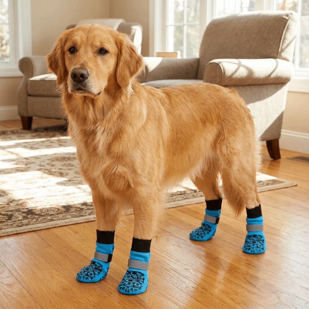 Reflective Anti-Slip Dog Socks Adjustable Dog Paw Protectors Dog Shoes Socks Anti-Scratch
