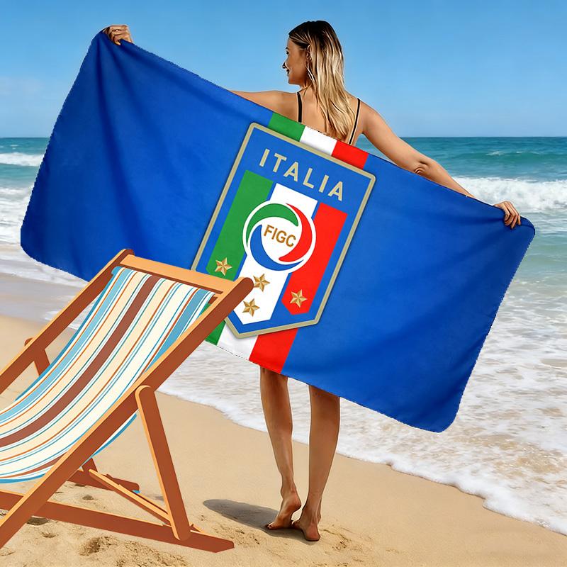 Italian Football Print Beach Towel, Large Soft Quick Dry Towel for Beach Camping Swimming