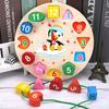 1Pc Montessori Toys Children Wooden Shape Color Sorting Clock Puzzles Early Learning Educational Teaching Games Kids Gift Toys