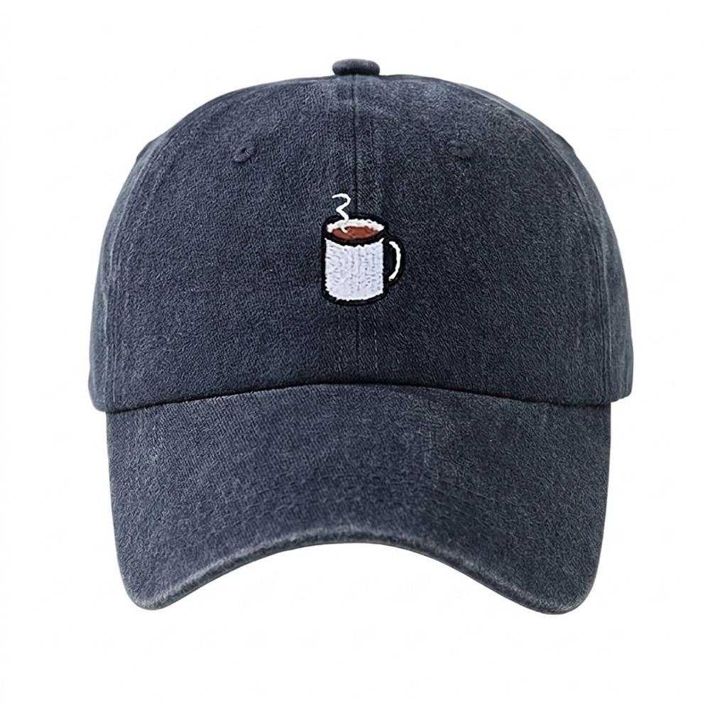 Embroidered Coffee Cup Baseball Cap Hip Hop Sun Hat Retro Distressed Baseball Cap  Unisex