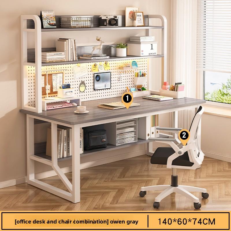 Computer Desk, Bookshelf, Integrated Bedroom, Learning and Writing Desk, Multi-Functional Desk with Hole Board