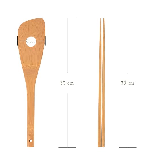 [FSC Certified Product] TAKEMI Bamboo Spatula & Cooking Chopsticks 2-Piece Set, 30cm, Slotted Spatul
