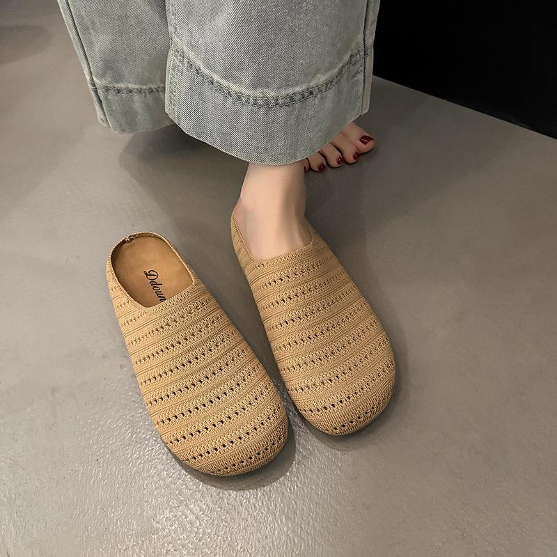 Тапочки Baotou, женская верхняя одежда, летняя, новая, с одной педалью, ленивая, модная, классная, дышащая, полая обувь, полуперетаскиваемая