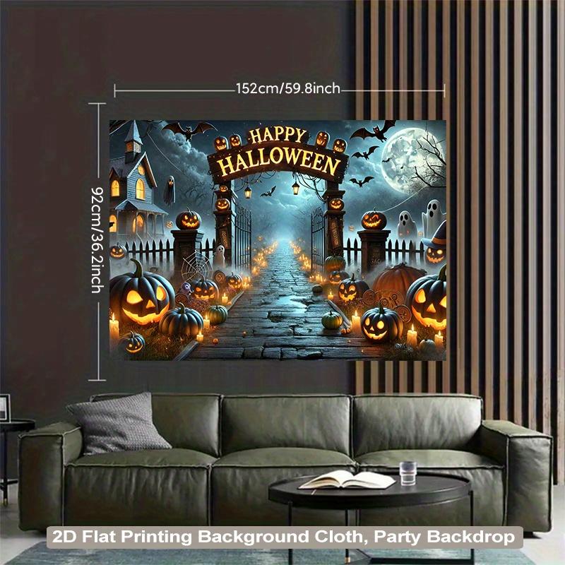 1 piece of 2D background fabric, a pumpkin lantern and Halloween-themed polyester fabric background, for the living roomzyc