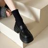 Platform Thick Heel British Style Small Leather Shoes Women's 2025 New Spring and Autumn One-pedal Women's Shoes Single Shoes Black Loafers