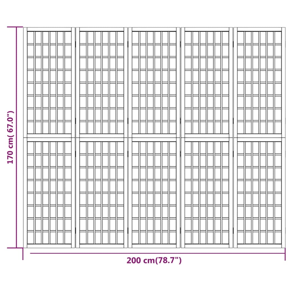 Складной экран из 5 панелей в японском стиле 200 x 170 см