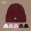 Couple Style Cute Cartoon Little Fox Embroidered Hat for Women Autumn and Winter Warm Knitted Hat Ear Protection Korean Style Woolen Hat for Men
