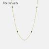 925 Sterling Silver Gold Green Zircon Long Chain Choker Necklace Tiny Women Luxury Wedding Jewelry