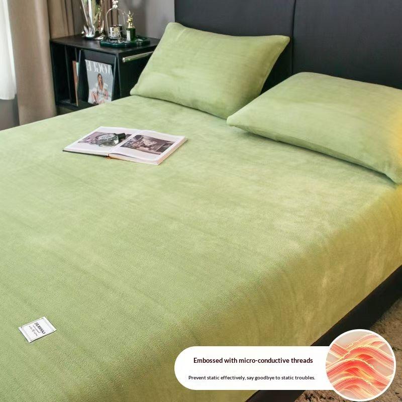 Зимняя Теплая Плюшевая Простыня на Резинке Эластичный Наматрасник Пушистый Бархатный Флисовый Постельный Комплект Пара Термальная Двуспальная Кровать Кинг-сайз