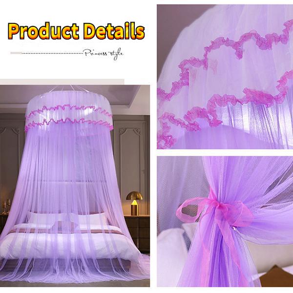 2027 New Dome Ceiling Mosquito Net Fresh Encryption Net Yarn Princess Wind Free Installation Floor Ceiling Mosquito Net high quality