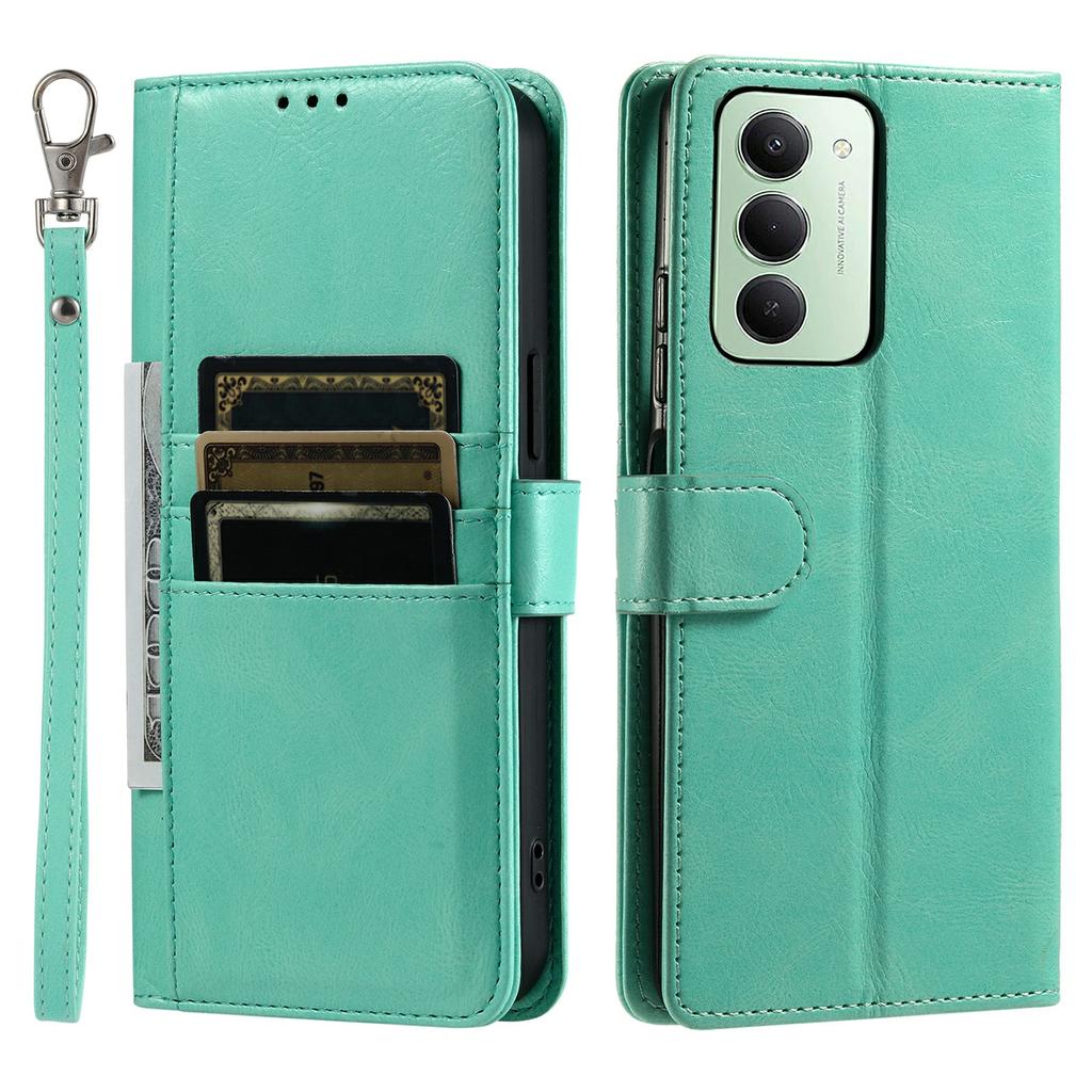 For Xiaomi Redmi 15 5G (EU) (171mm)/4G (EU) (171mm) Case 6 Card Slots PU Leather Anti-Fall Phone Cover with Wrist Strap