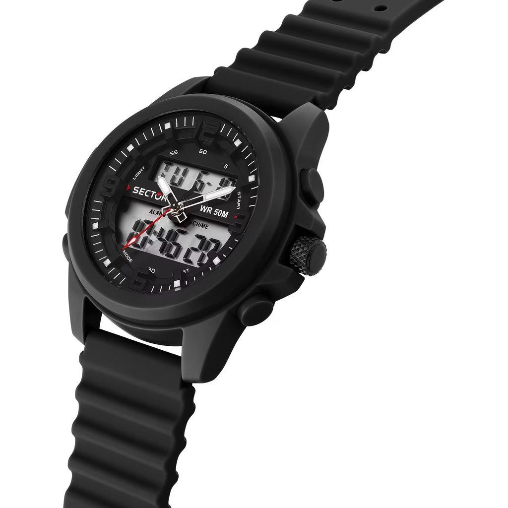 Sector Ex-48 Силиконовый ремешок Черный циферблат Кварцевые R3251302001 Мужские часы