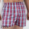 2 PCS 100% Cotton Men Underwear Boxers Shorts Homewear Pajamas Underpants Plaid Loose Comfortable Male Striped Panties Boxershorts