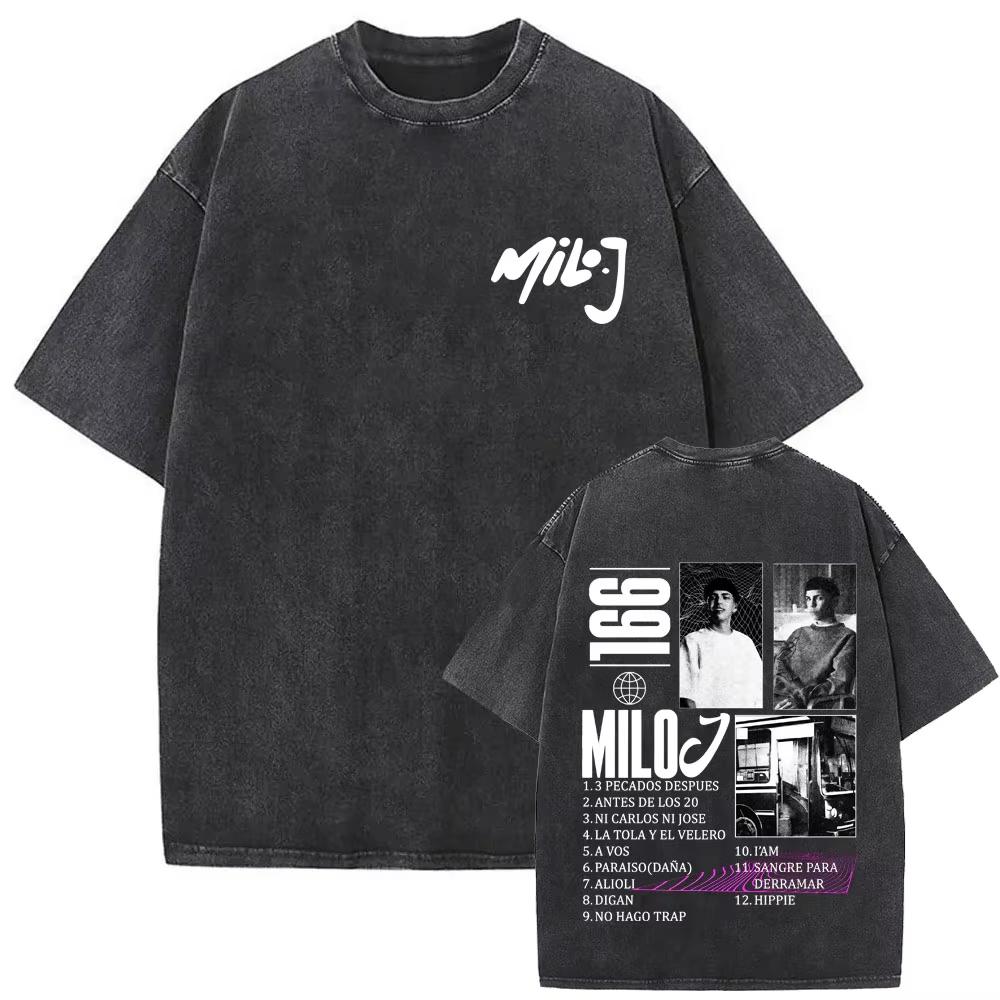 2026 Стирка Винтаж Рэпер Milo J La Vida Era Mas Corta Футболка Хип-Хоп Мода Футболки Мужчины Женщины Повседневная Уличная Одежда Топ