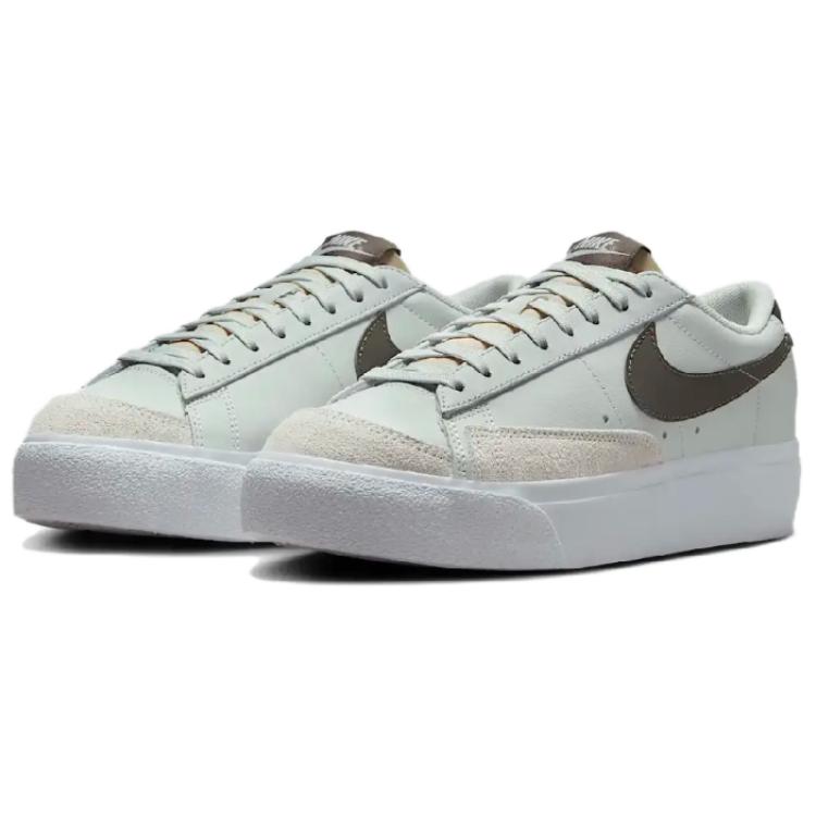 Nike Blazer Platform Comfortable Versatile Non-Slip Durable Low-Top Skate Shoes Women Sneaker Green Brown DJ0292-004