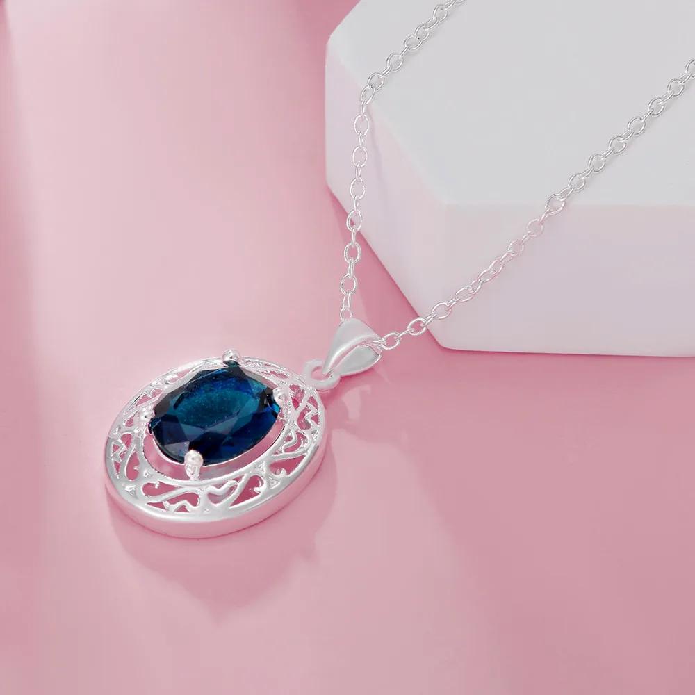 JewelryTop   Медные Элегантные Синие Хрустальные Ожерелья Кольца для Женщин Роскошные Модные Вечерние Свадебные Наборы Украшений Подарок