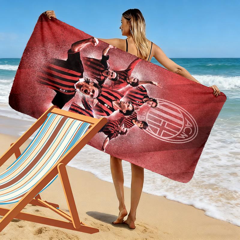 AC Milan Print Beach Towel, Large Soft Quick Dry Towel for Beach Camping Swimming