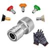 Garden Hose to Pressure Washer Adapter w/5PCS Spray Nozzle Tips&Glove 3/4” GHT to 1/4” Quick Connect Water Hose to Power Washer