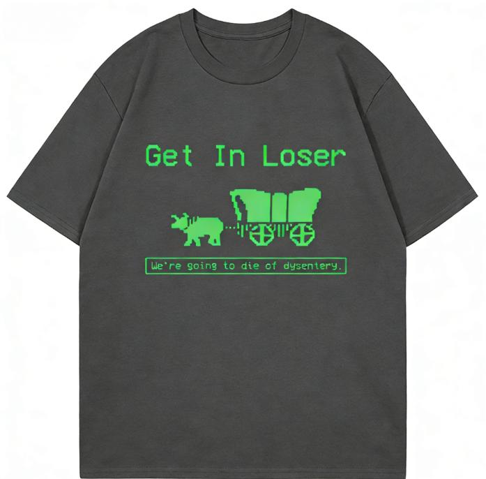 Весна и Лето Новая Мужская Женская Хлопковая Футболка с Принтом 'Get in Loss Fun' Модная Повседневная Футболка с Коротким Рукавом и Круглым Вырезом