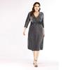 Plus Size Women's V Neck Mid Sleeve Fashion Slimming Dress
