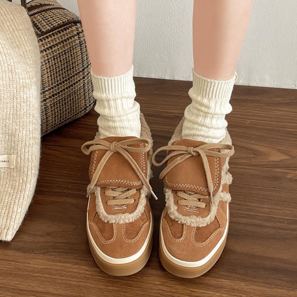 Тыква, запеченная на углях, Оранжевый Осенне-зимний Мех с инеем Универсальная Уличная Повседневная Плюшевая Немецкая Тренировочная Обувь