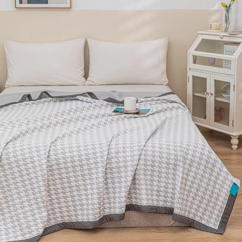 Новое трехслойное вязаное хлопковое летнее одеяло-полотенце, которое можно стирать в машине, проветриваемый чехол