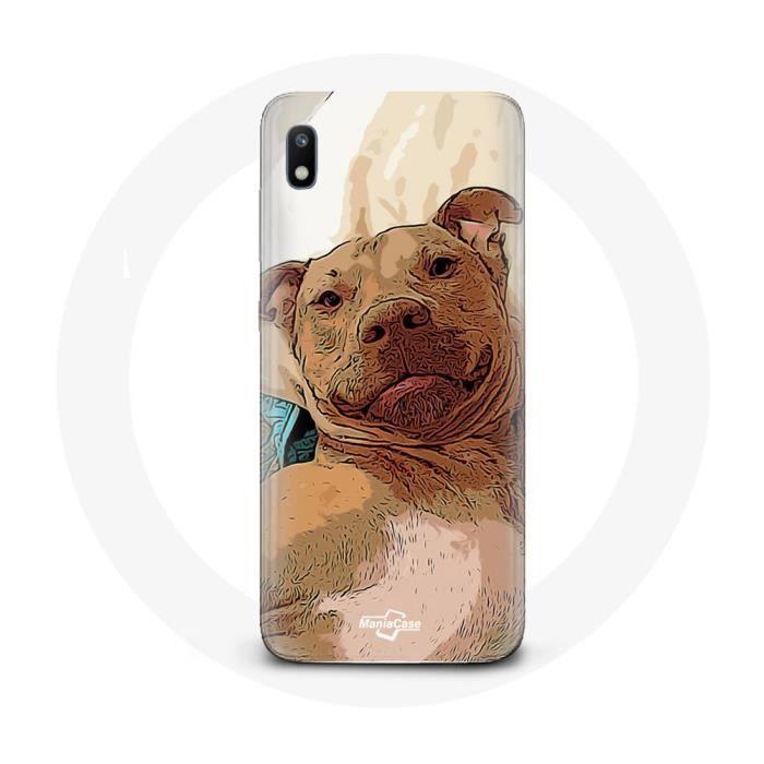 Coque - MANIACASE - Samsung Galaxy A10 - Marron - American Pit Bull Terrier - Silicone Souple