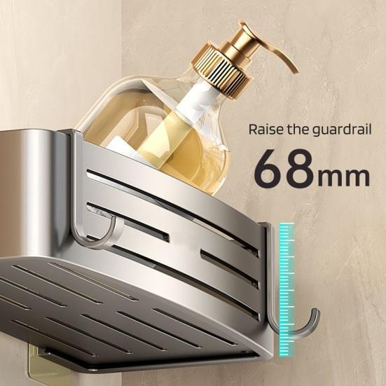 Bathroom Shelf Towel Rack Strong Load-bearing Drainage Hole Design Self Adhesive No Drilling Easy To Install Storage Rack Shower Organizer