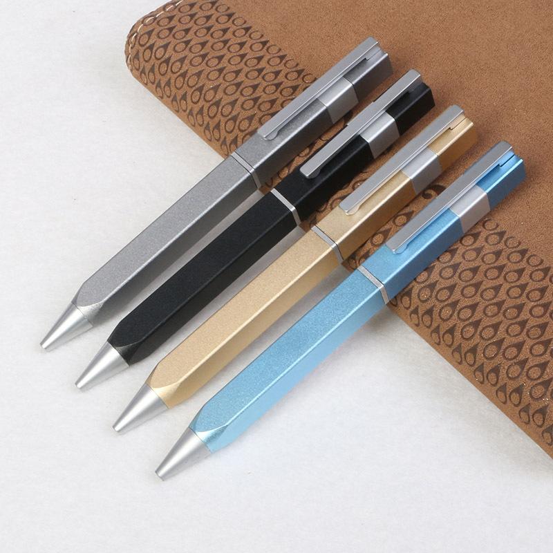 Direct Supply Aluminum Rod Oxidation Rotating Square Ballpoint Pen Exquisite Light Luxury Signature Pen Enterprise Welfare Advertising Gifts